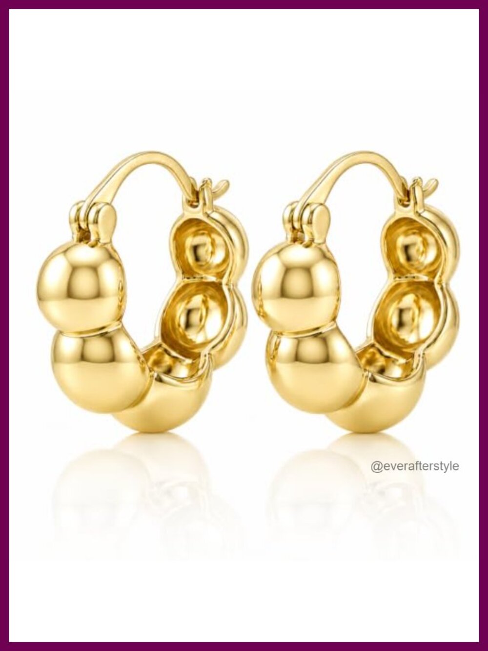 14K Gold Plated Bubble Hoop Earrings High Polished Ball Hoops